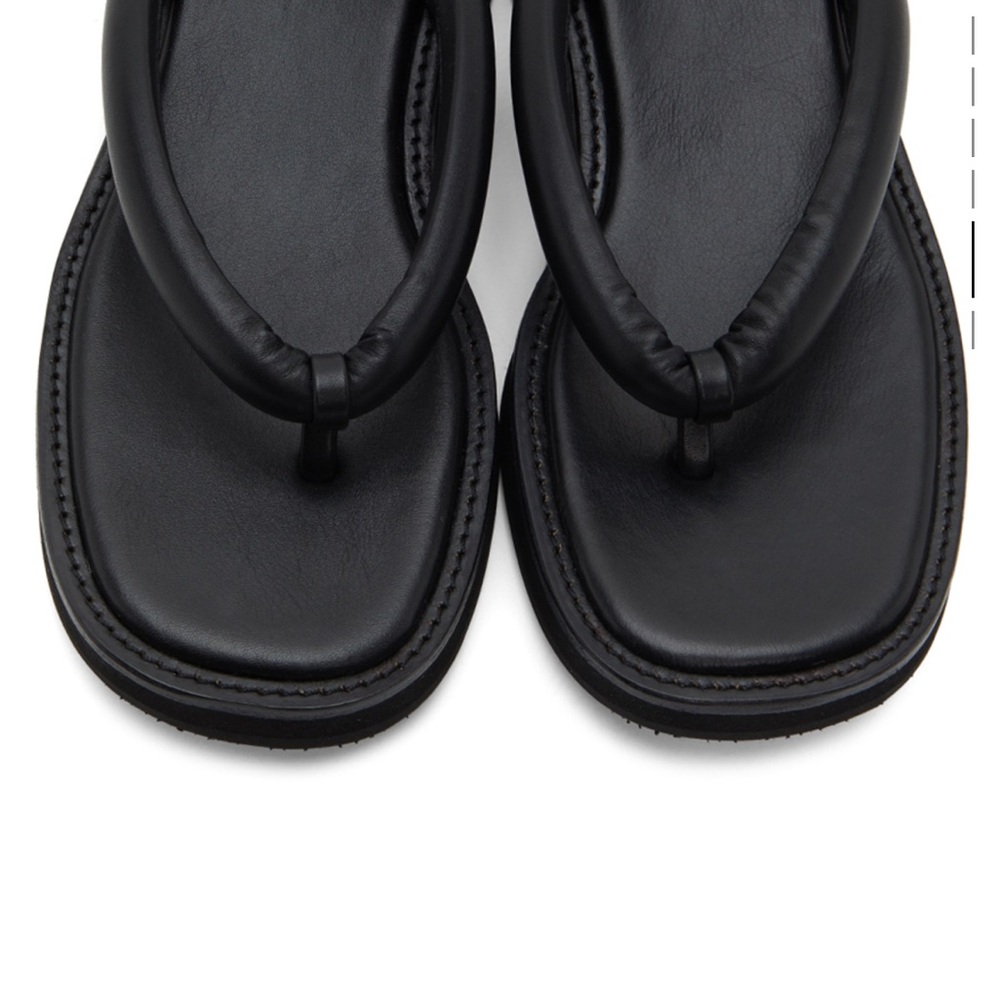 Classic Black Women's Leather Thong Sandals